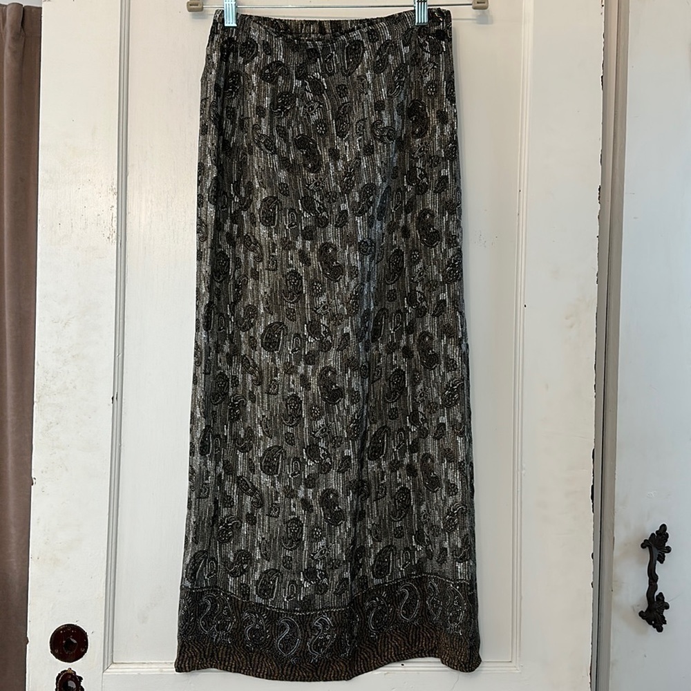 90s Paisley Midi Skirt | Bias Cut · Carolyn Bessette Minimalist · Neutral Luxe